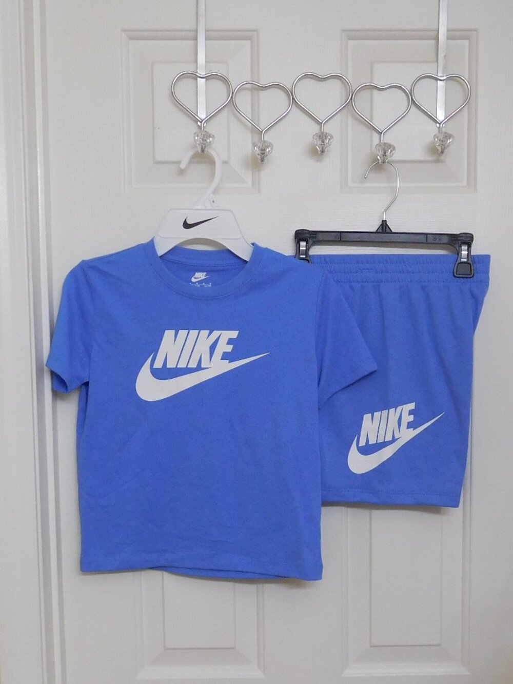 NWT 4 Nike Outfits 2pc Shirt & Shorts Sets Gray Blues Red Bundle sz 6 - Picture 2 of 5
